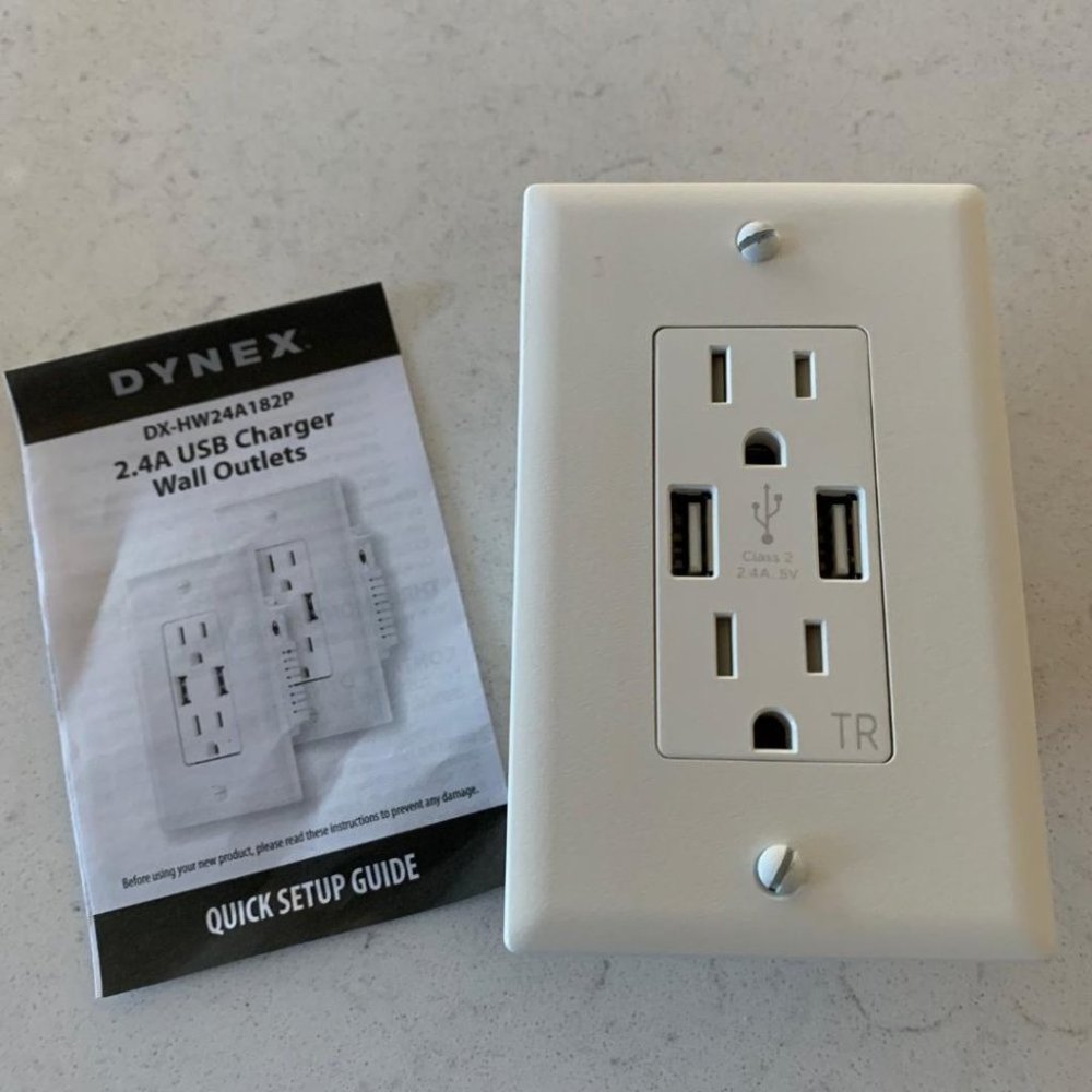 Dynex 2.4A USB Wall Outlet White for Phone Cable